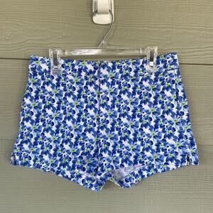 Abercrombie & Fitch Blue Pansy Flower Allover Floral Shorts Teen Womens 00 24